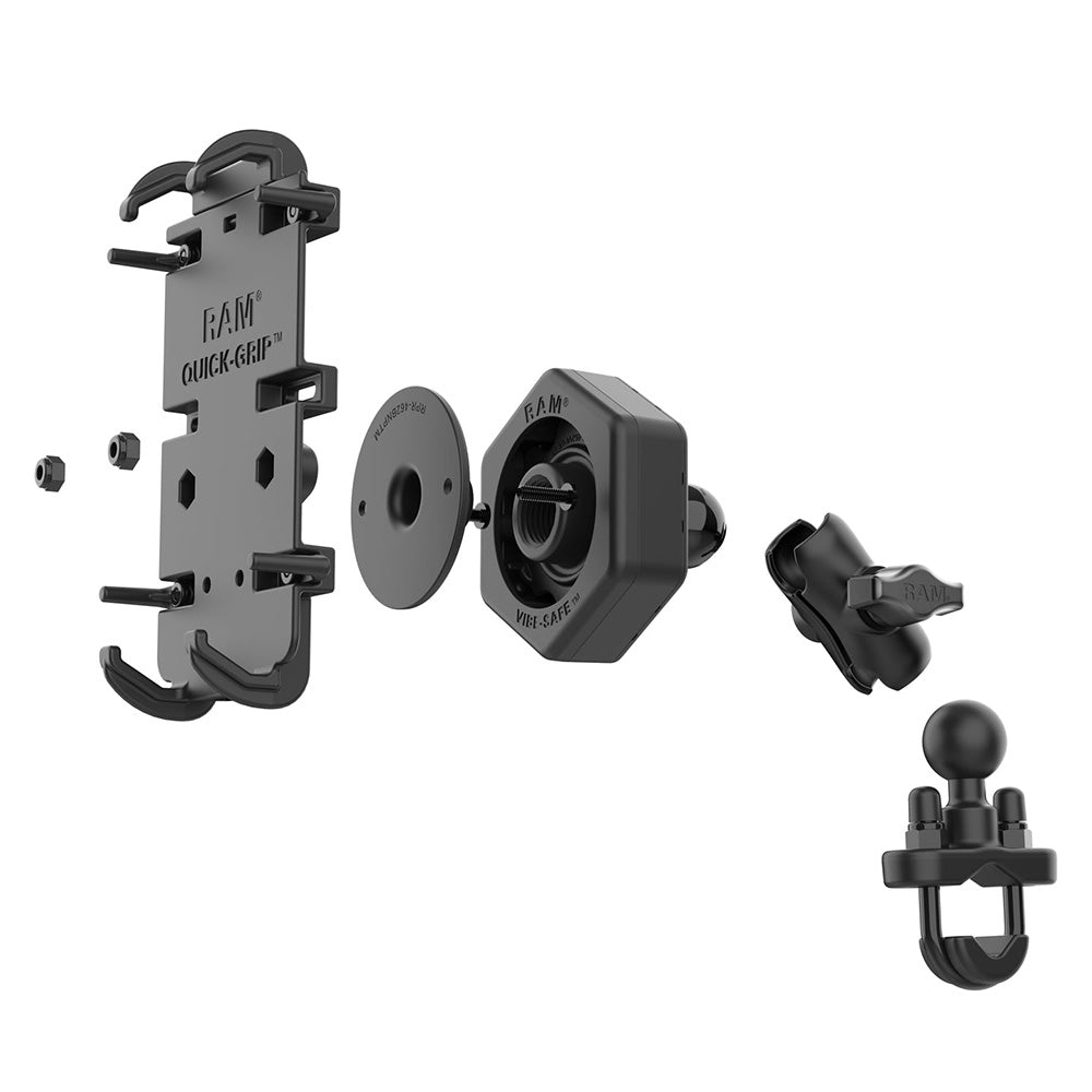 RAM Mount RAM QuickGrip XL Phone Mount wVibeSafe UBolt Base Short RAMB149ZAPD4462