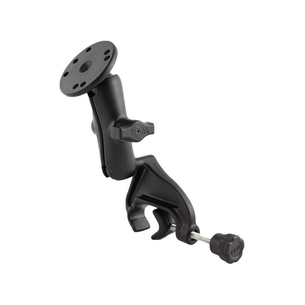 RAM Mount Yoke Clamp Mount wDouble Socket Arm Round Base RAMB121202U