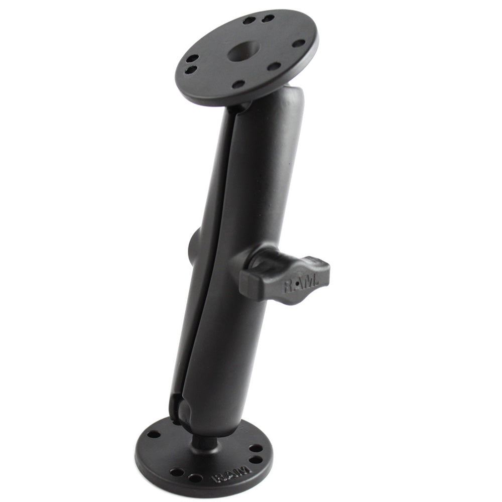 RAM Mount 1 Diameter Ball Mount wLong Double Socket Arm 225 Round Bases AMPS Hole Pattern 7516 Length RAMB101UC