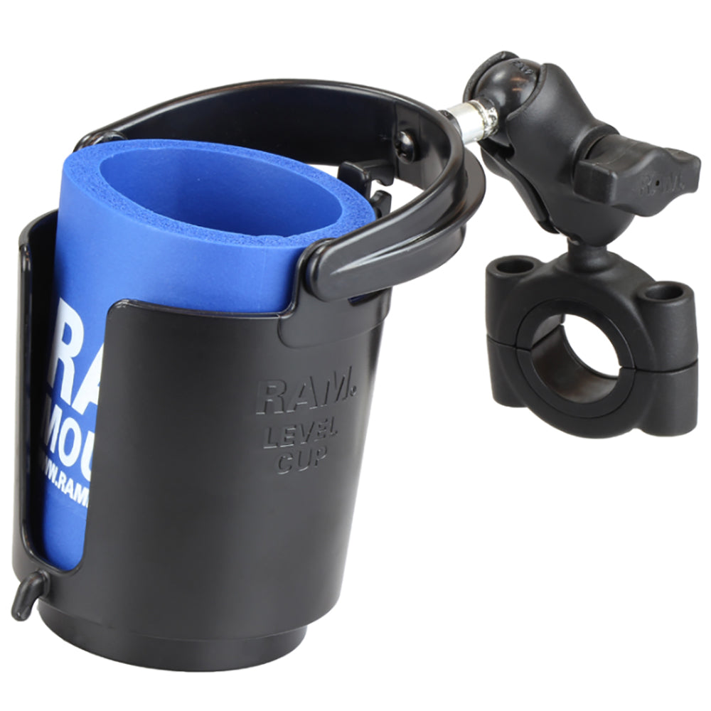 RAM Mount Torque 118 112 Diameter HandlebarRail Base wB Size 1 Ball Short Arm Level Cup RAMB40811215A132U