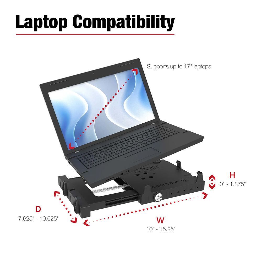 Ram Mount RAM ToughTray III SpringLoaded Laptop Tray RAM2347