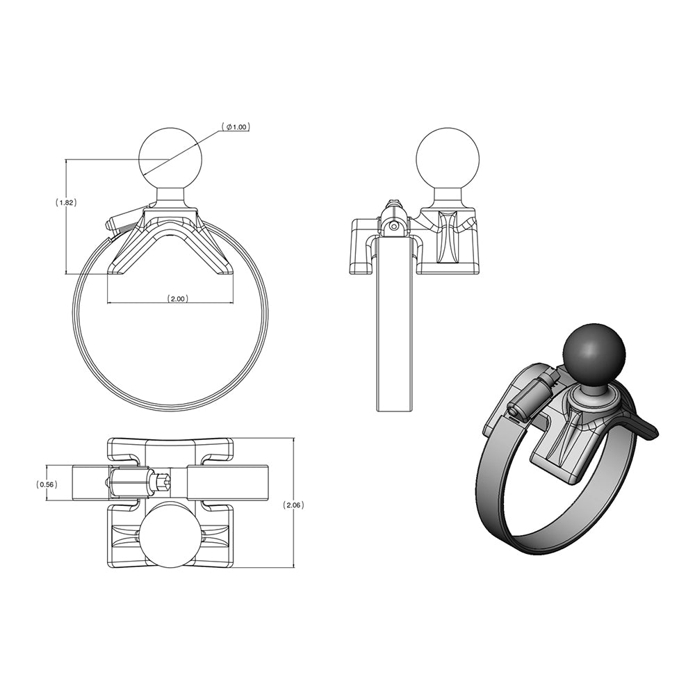 RAM Mount Strap Mount wShort Arm  Round Base RAMB108UA