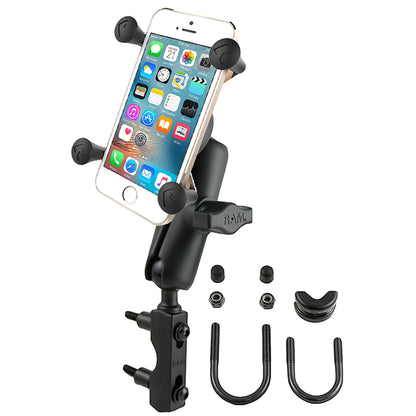 RAM Mount Combination BrakeClutch Reservoir UBolt Mount wUniversal XGrip CelliPhone Cradle RAMB174UN7U